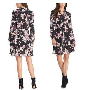 Rachel Roy Women's Long Sleeve Floral-Print Belted Tiered Dress - Size Large
